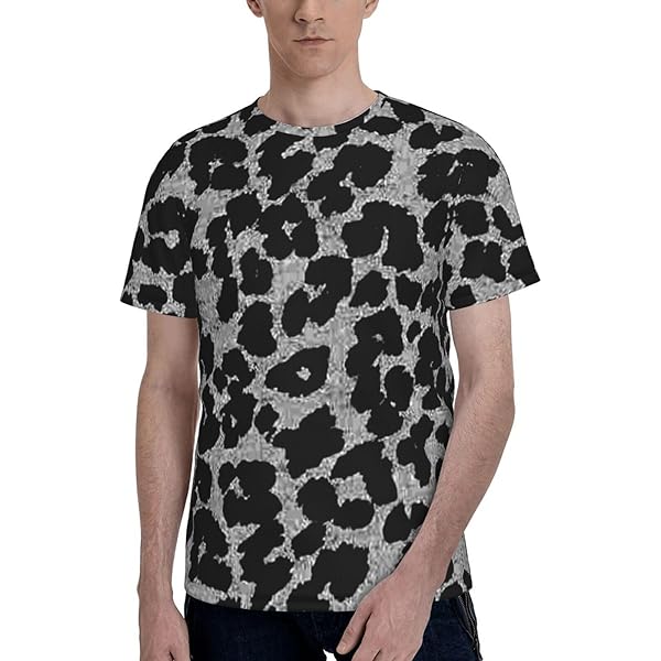 Dalicoter Mens Leopard Print Trend Casual T-Shirt Short Sleeve Tee